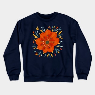 Decorative Orange Flower Crewneck Sweatshirt